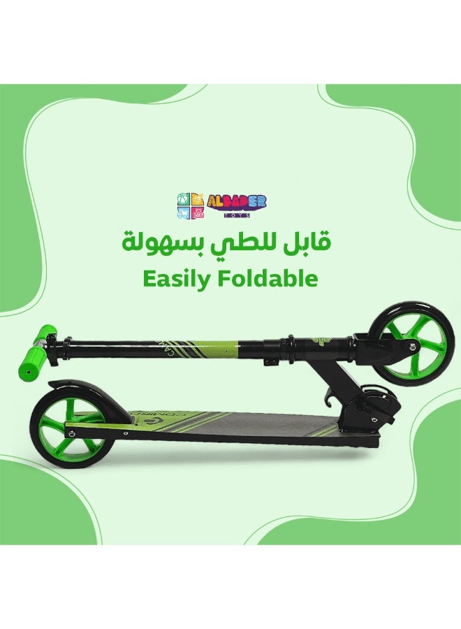 AL BADER Kick Scooters for Kids, 3 Adjustable Height Foldable Scooter, With 2 Pu Large Diameter Silent Wheels and Anti-Slip Deck, Suitable for Boys and Girls Aged 5 to 14 and Up To 100kg, Green - Image 4